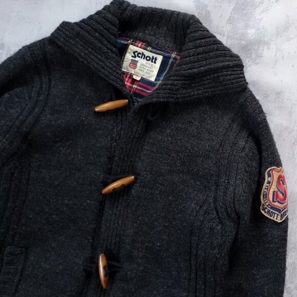 Vintage 1990s Schott Knit Wool Sweater Zip Up - Picture 5 of 9